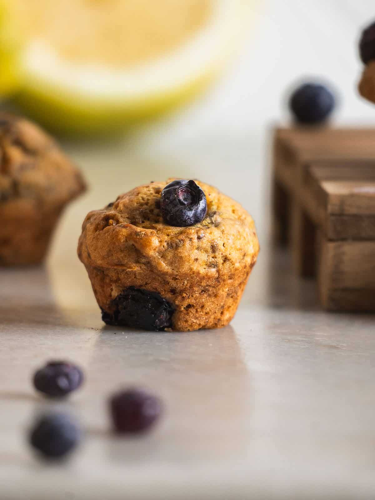 blueberry mini muffins with lemon zest.