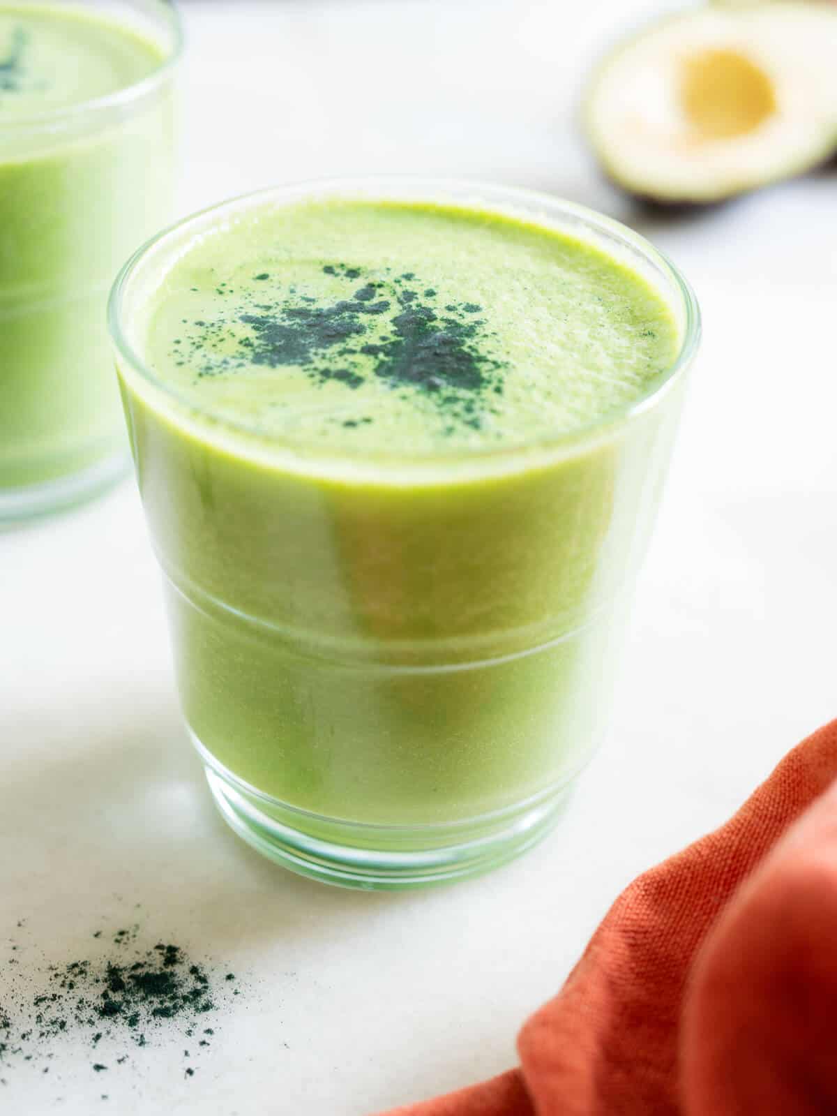 green smoothie with avocado hero.