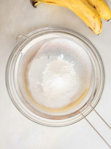 sieving dry ingredients.