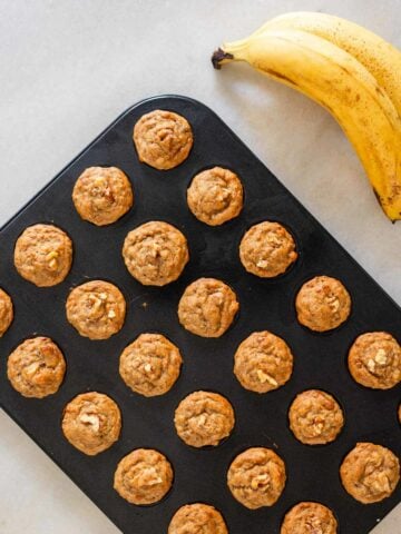 baked mini banana muffins.