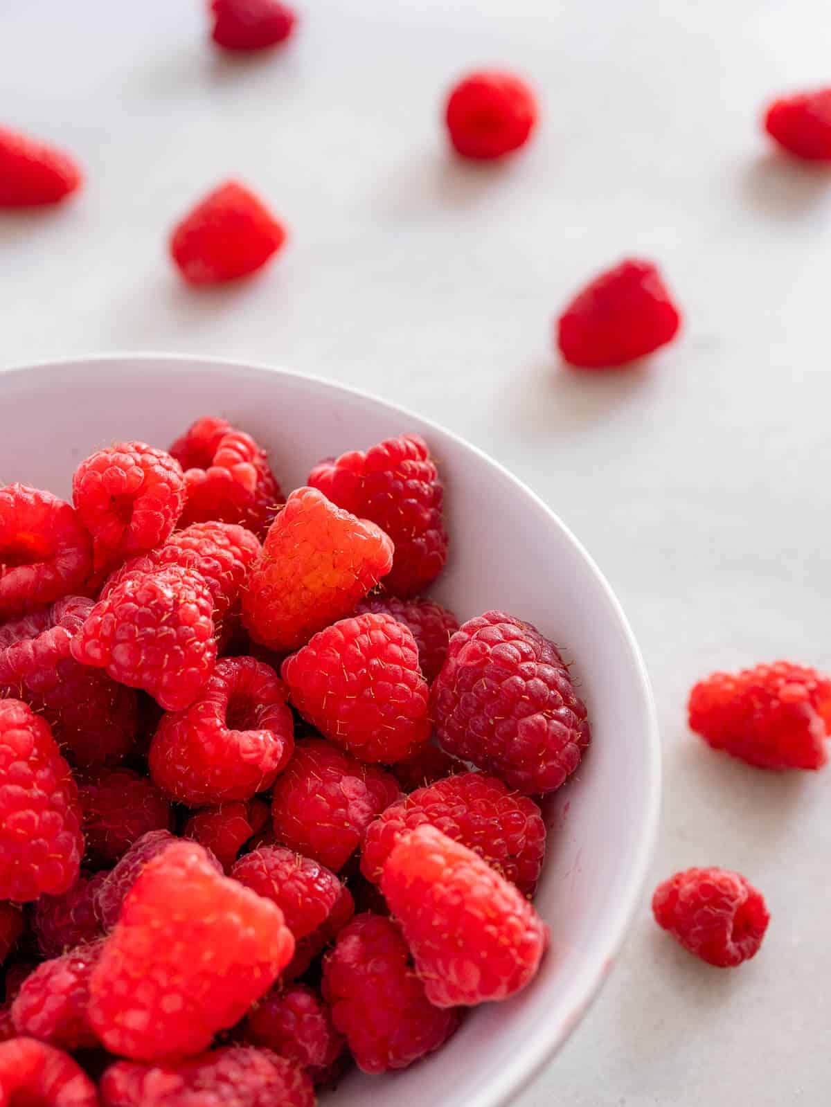 raspberries in a bowl.