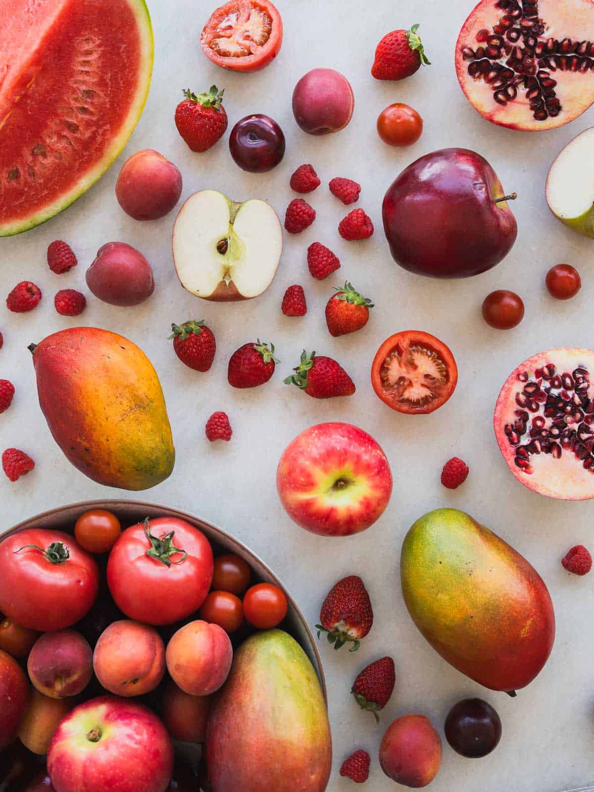 red fruits in a table.