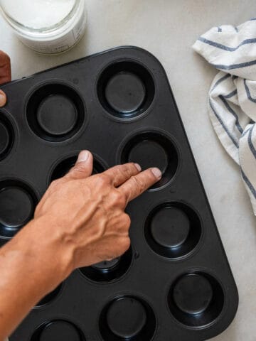 oil the muffin tin.