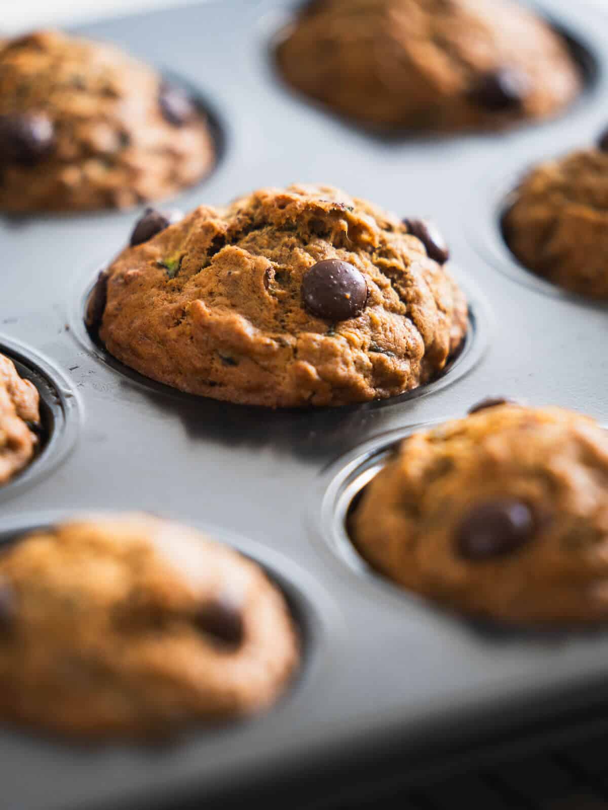 vegan chocolate zucchini in muffin tins.