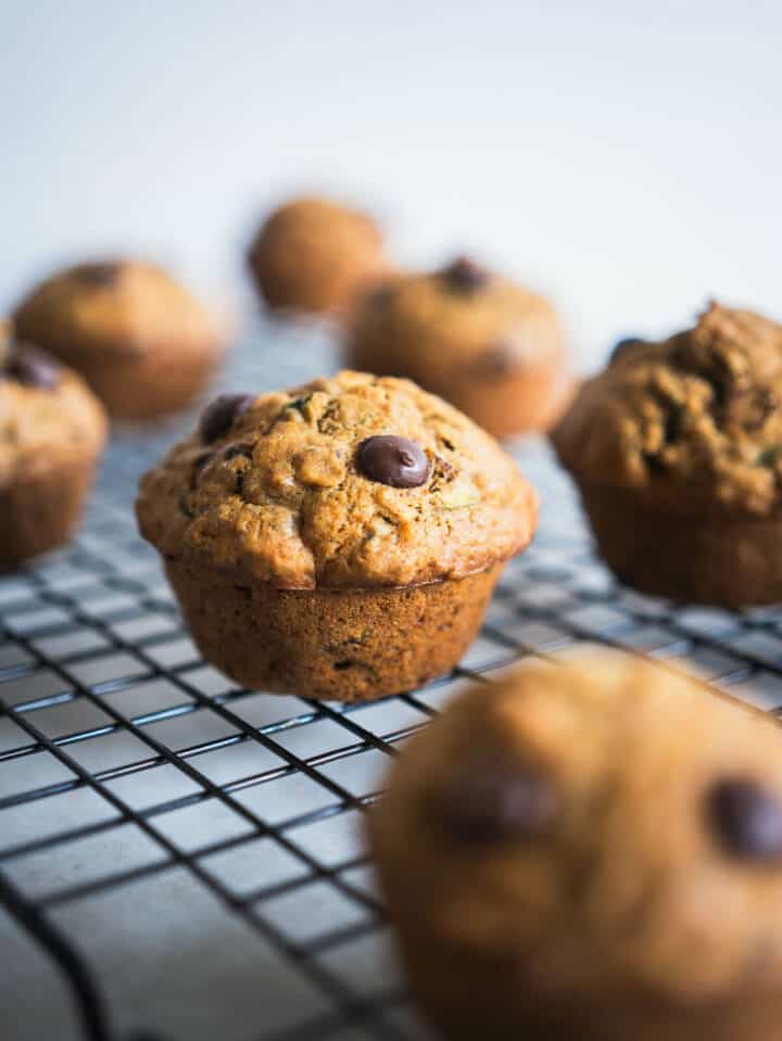 Vegan Zucchini Muffins with Chocolate Chips