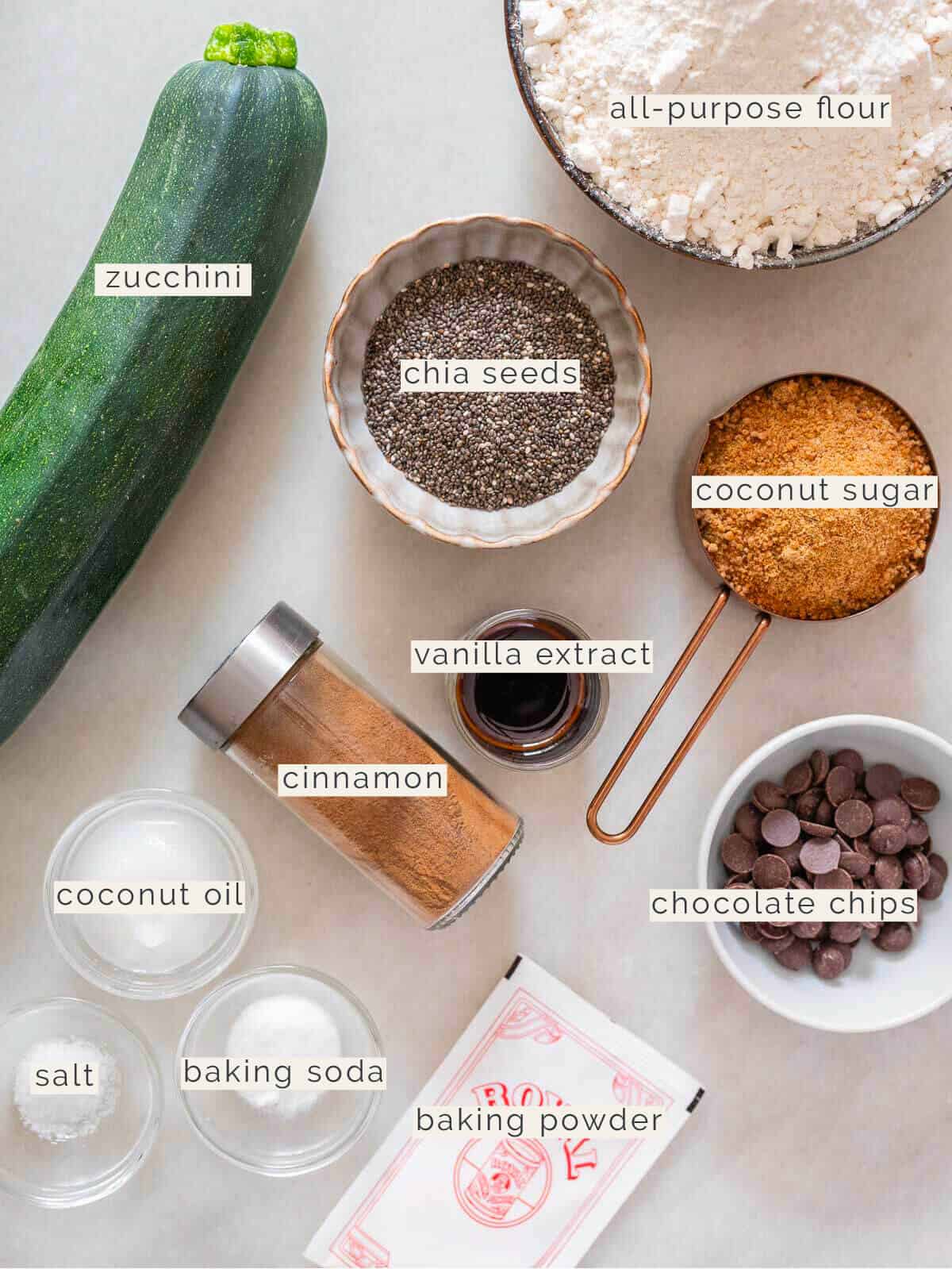 vegan zucchini muffins ingredients.
