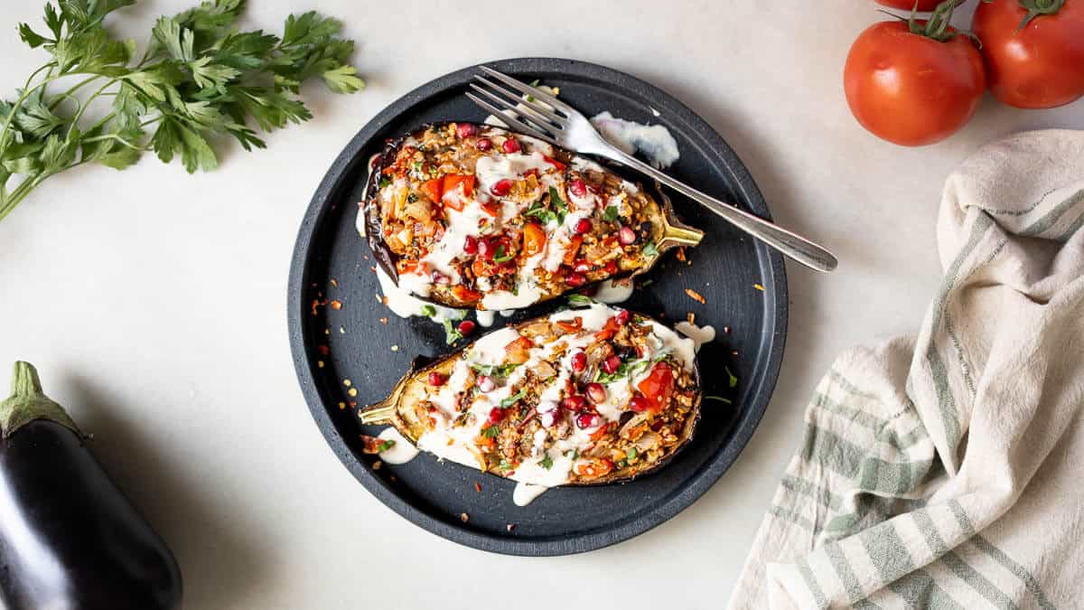Mediterranean Baked Stuffed Eggplant Recipe
