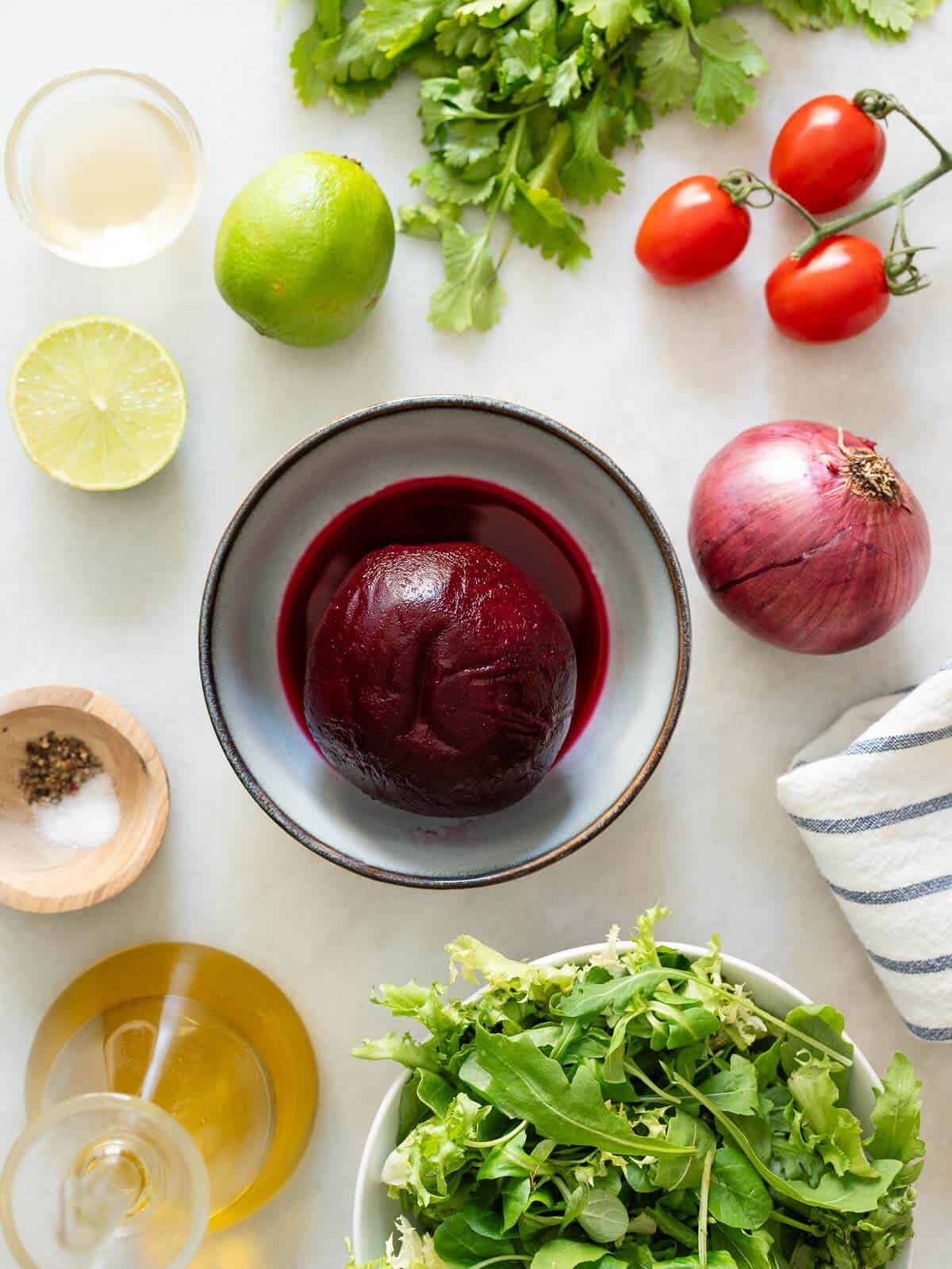 ingredients to make the beet carpaccio.