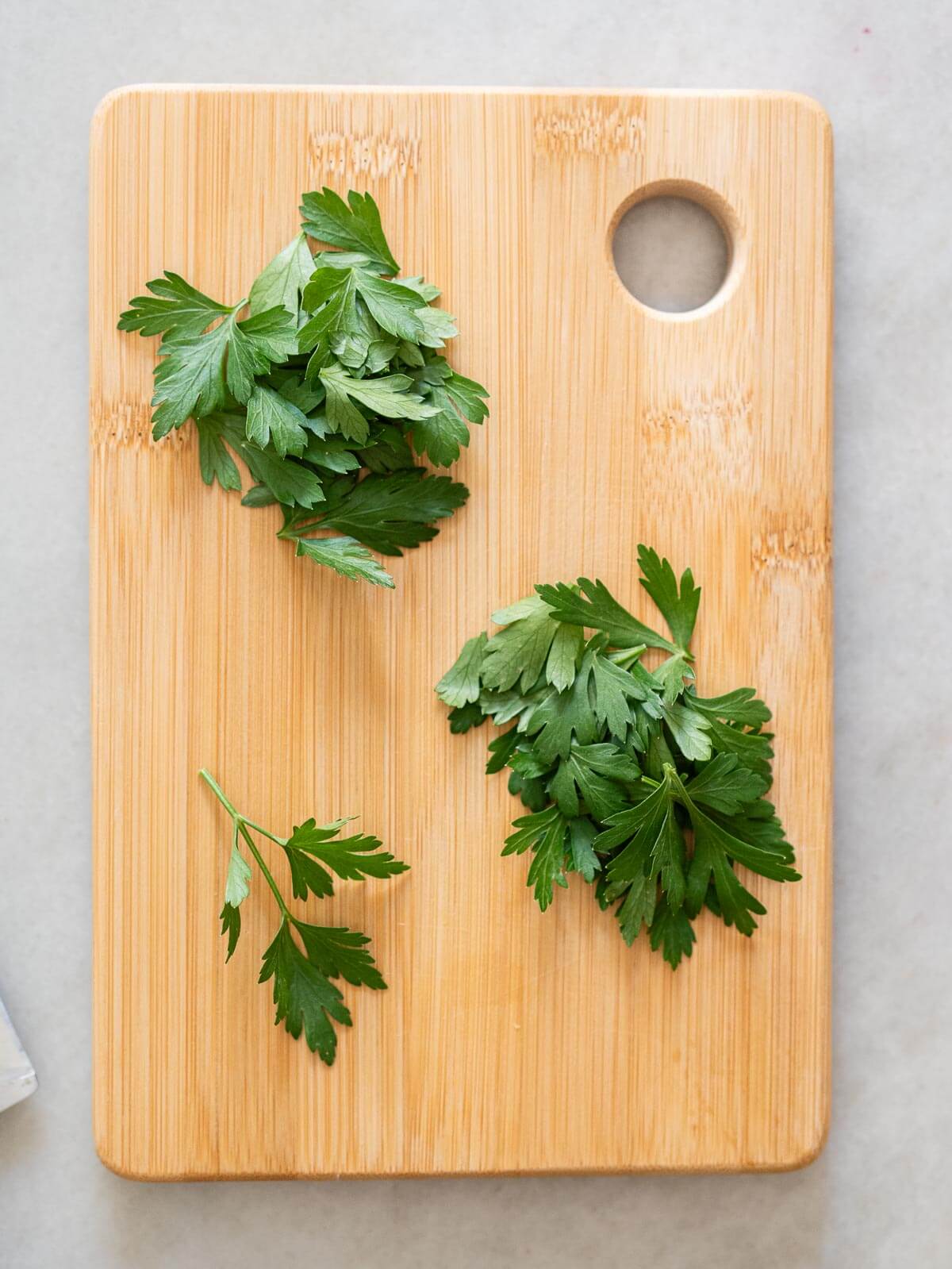 parsley leaves. Stems removed.