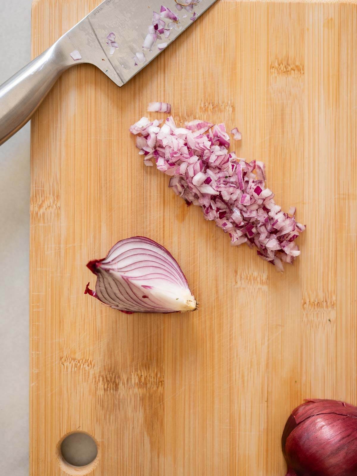 finely chopped red onion.
