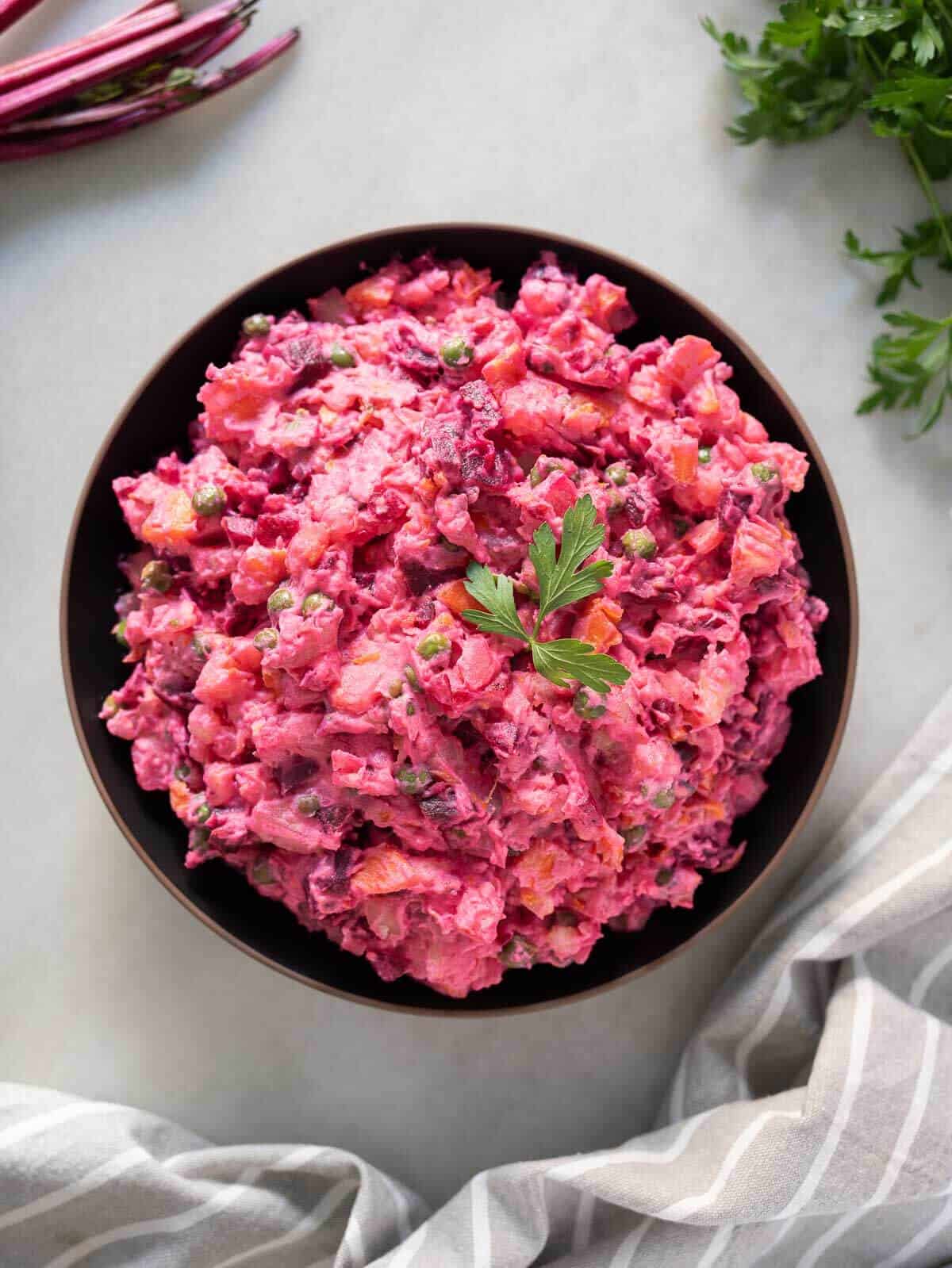 Russian Beet Potato Salad (Dominican Style)