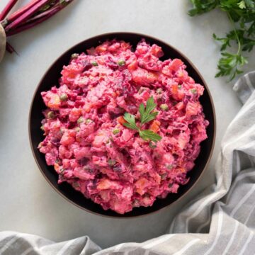 Russian beet potato salad Dominican Style featured.