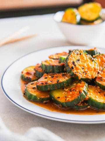 spicy Korean cucumber salad featured.