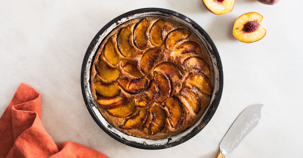 Vegan Brown Sugar Peach Cake With Cake Mix (Old-Fashioned)