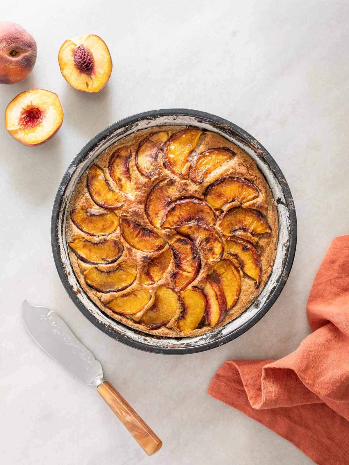 vegan brown sugar peach cake.