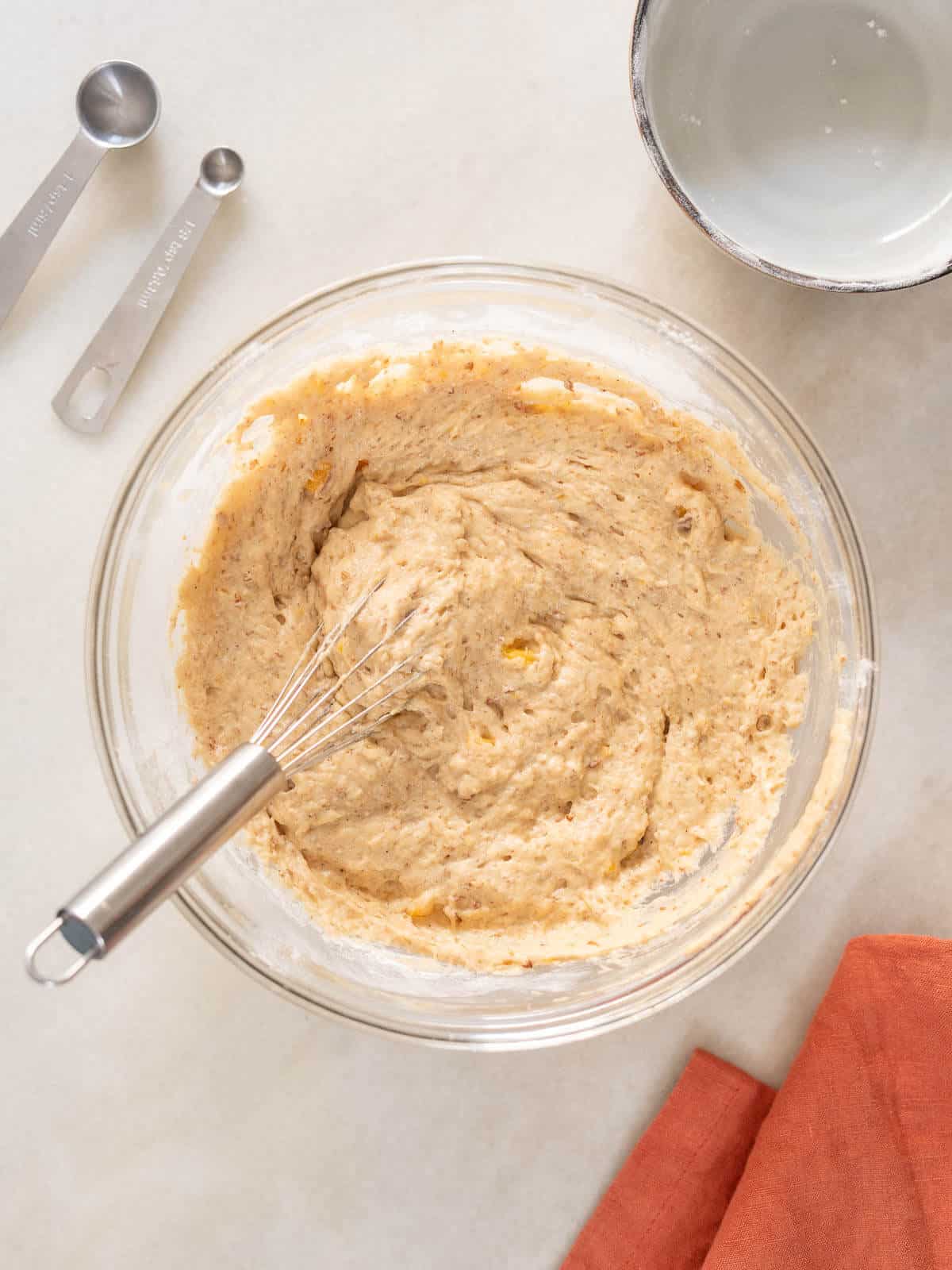 add the dry ingredients into the mixing bowl.