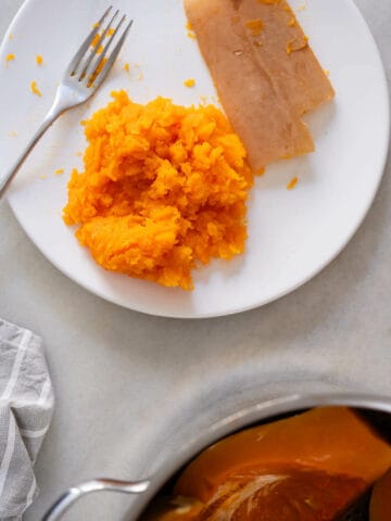 mash the cooked butternut squash with a fork or potato masher.