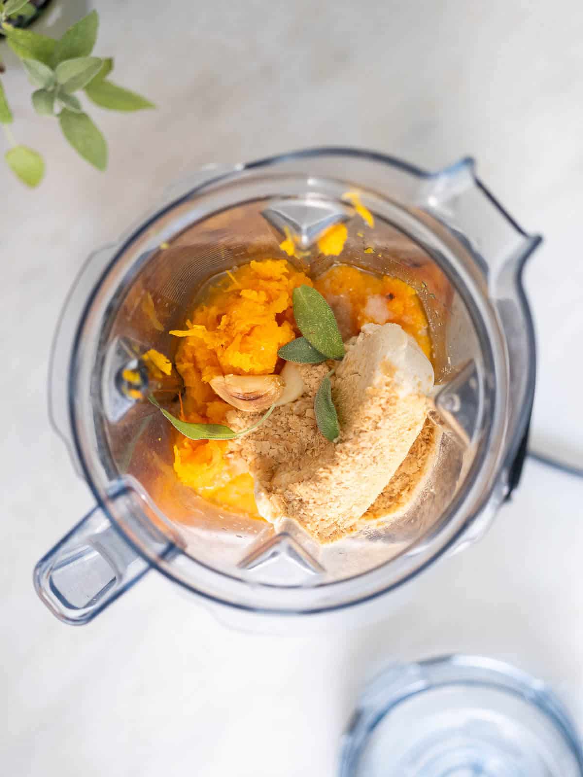 add all the butternut squash ingredients to a blender.