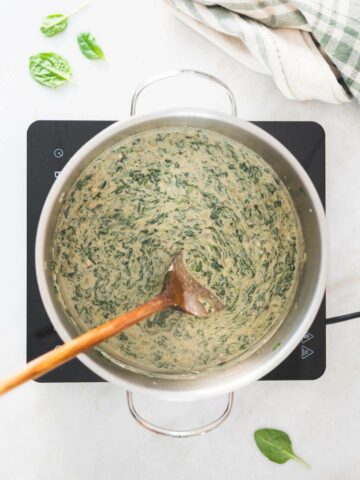 stir until a creamed spinach is formed.
