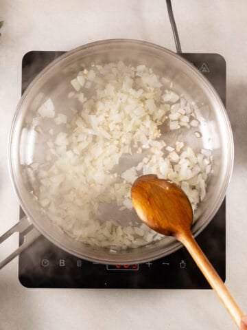 stir fry the chopped onions.