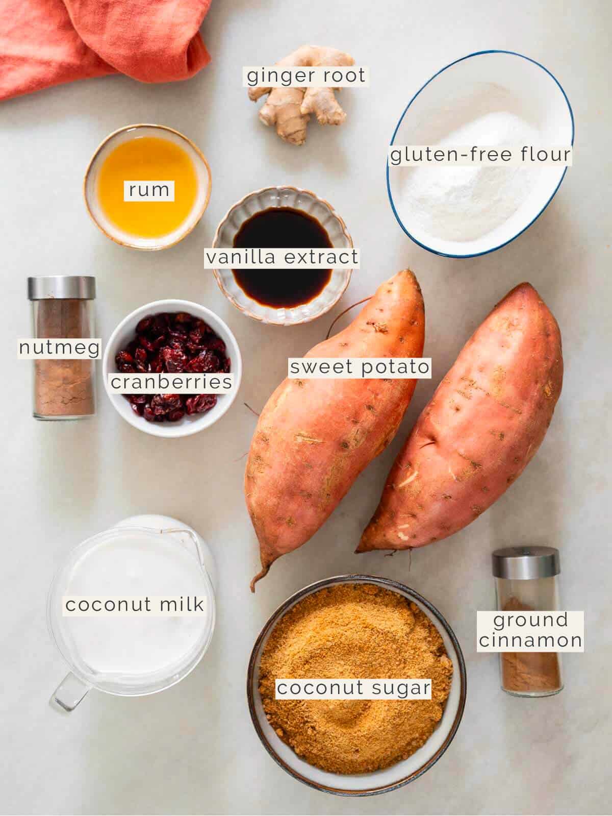 Jamaican sweet potato pudding cake ingredients.