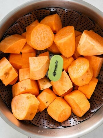 steam sweet potatoes chunks.