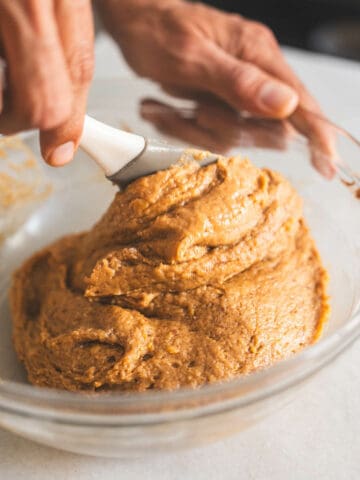 fold together all wet and dry ingredients with a spatula.