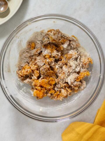 combining ingredients to make an uniform dough to make the protein balls.