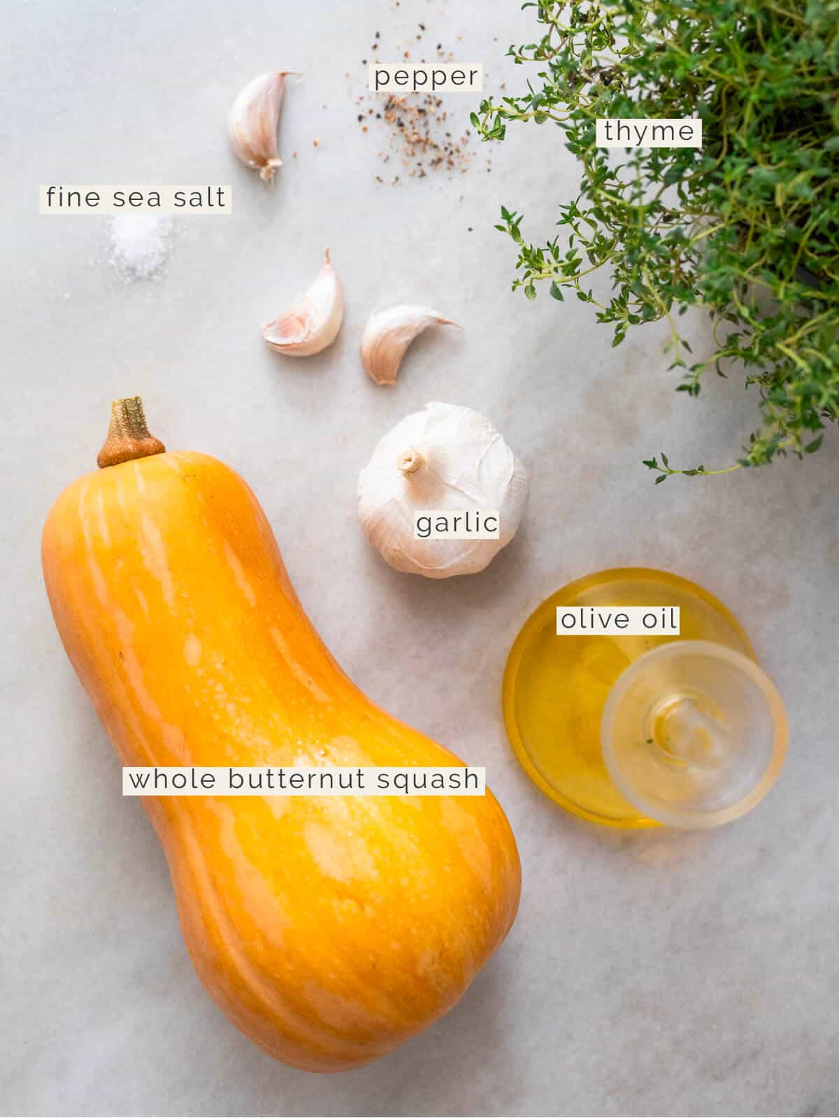 whole roasted butternut squash ingredients.