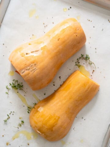 place butternut squash face side down.