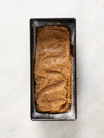 transfer the batter to a loaf pan and even the surface evenly with a spatula.