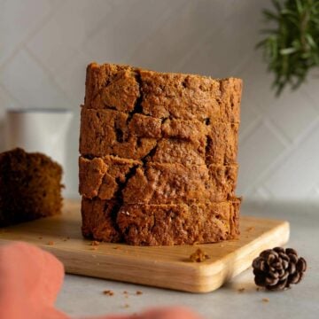 sweet potato cake sliced and piled.