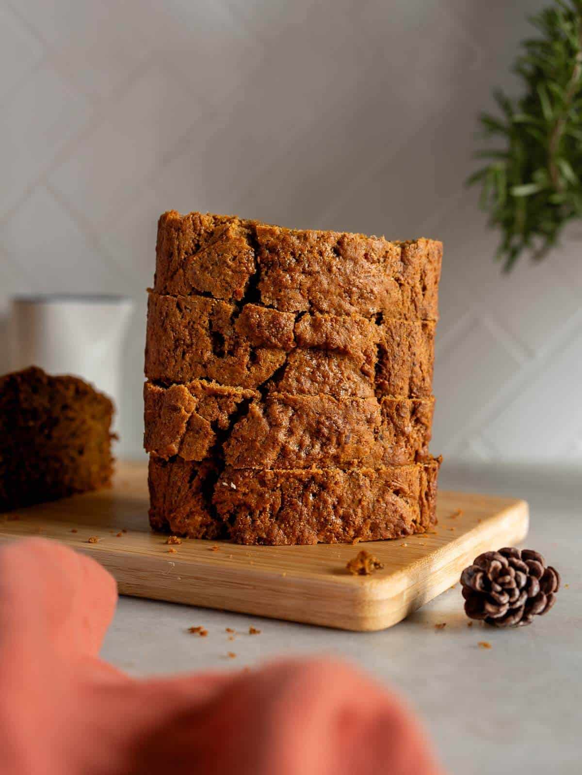 sweet potato cake sliced and piled.