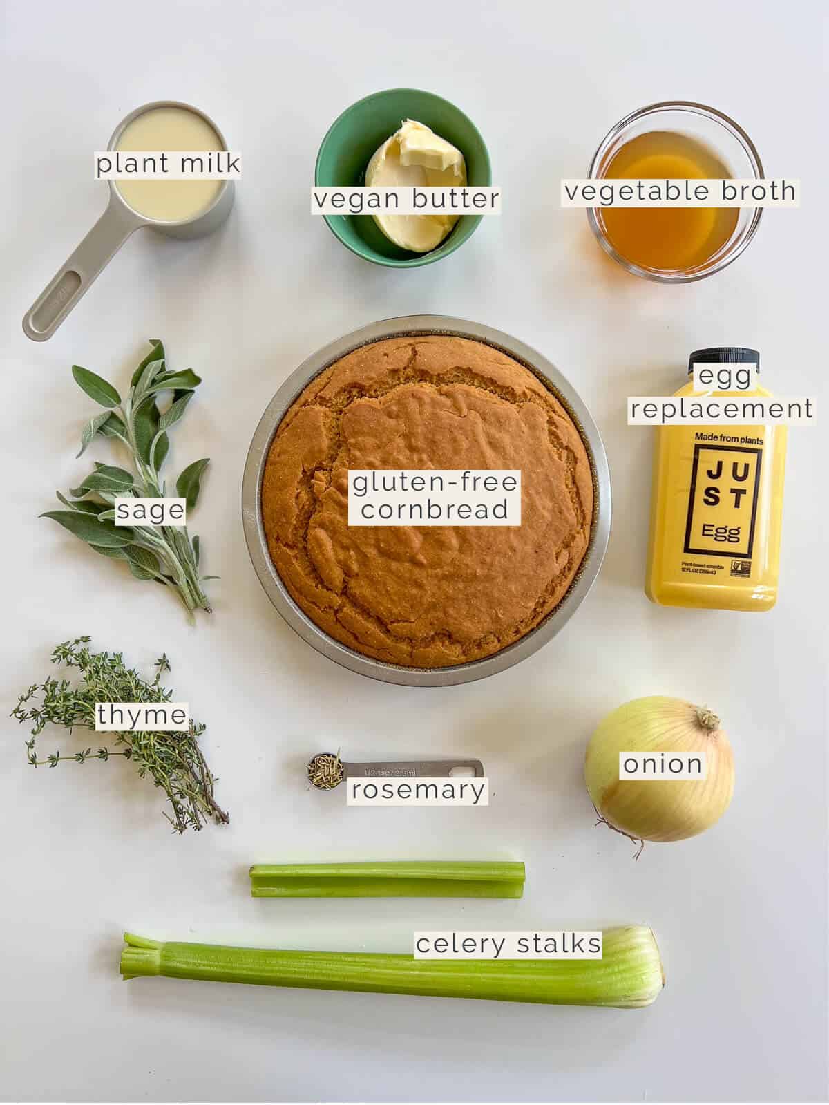 vegan cornbread stuffing ingredients.