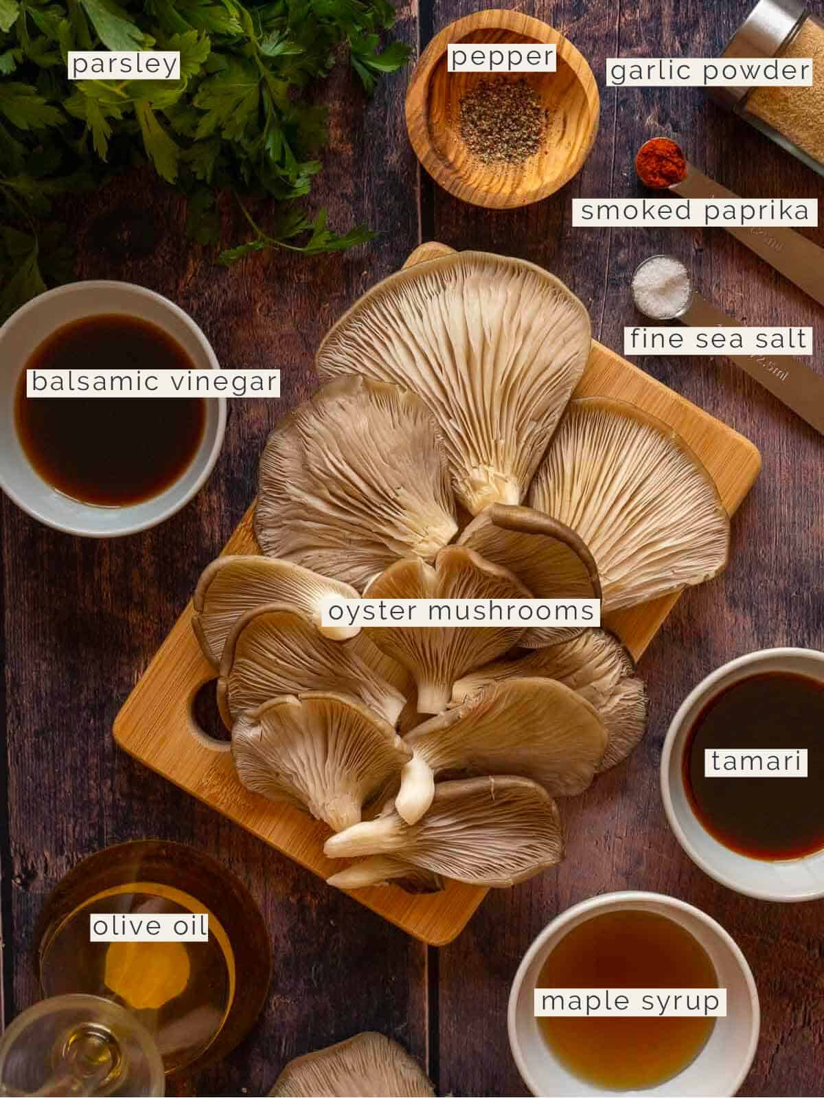 labeled air fryer oyster mushrooms ingredients.