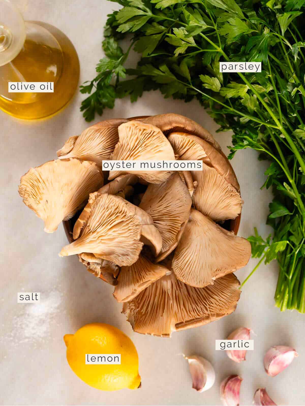 ingredients to make seared vegan oyster mushrooms recipe.