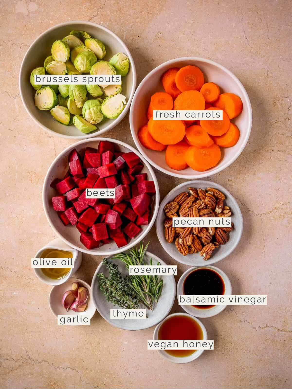 vegan honey roasted vegetables ingredients.