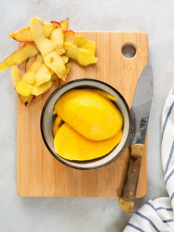 peeled and chopped mango.