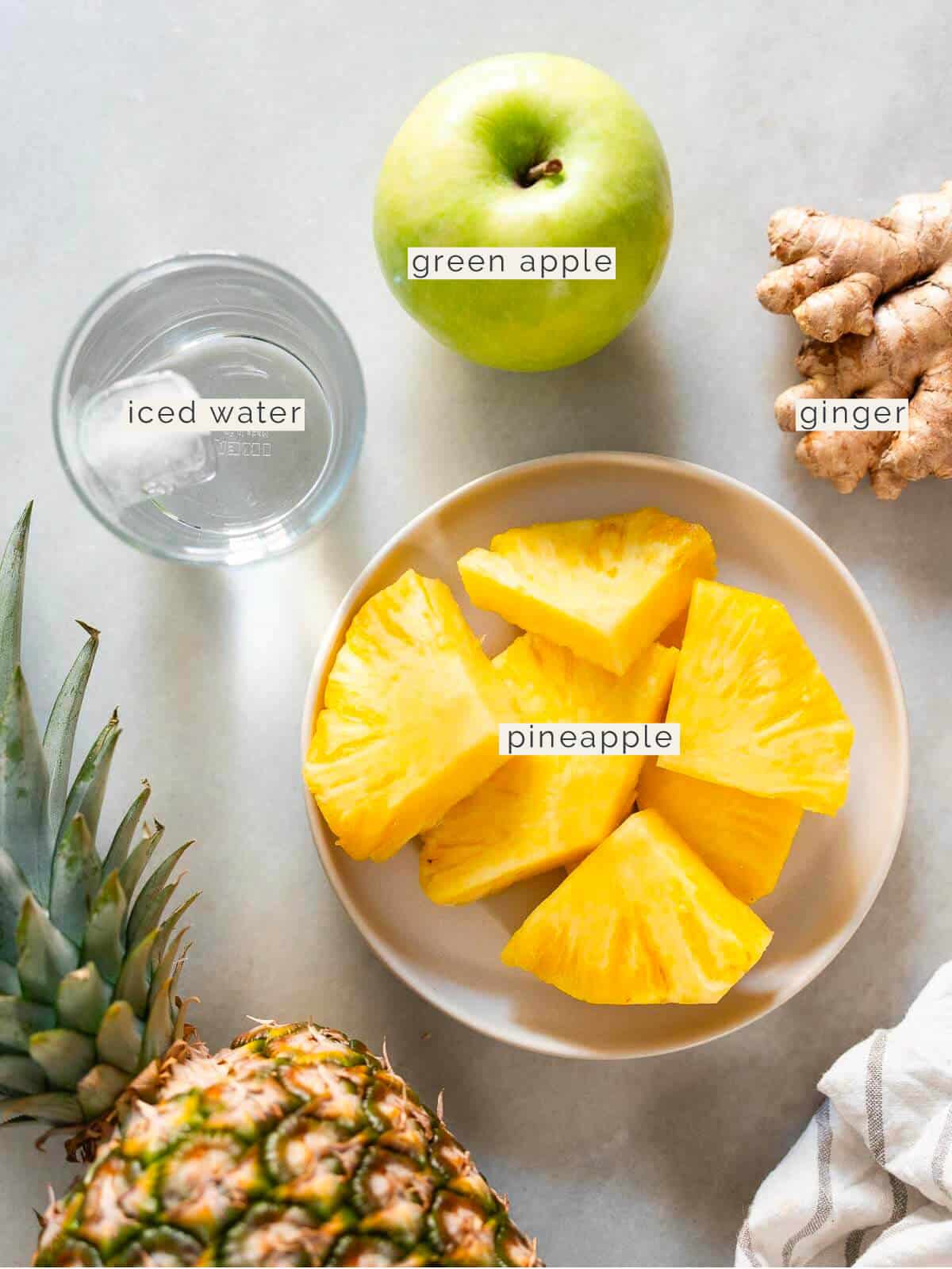 labeled ingredients to make pineapple juice for constipation.