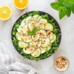 plated marinated raw zucchini salad.