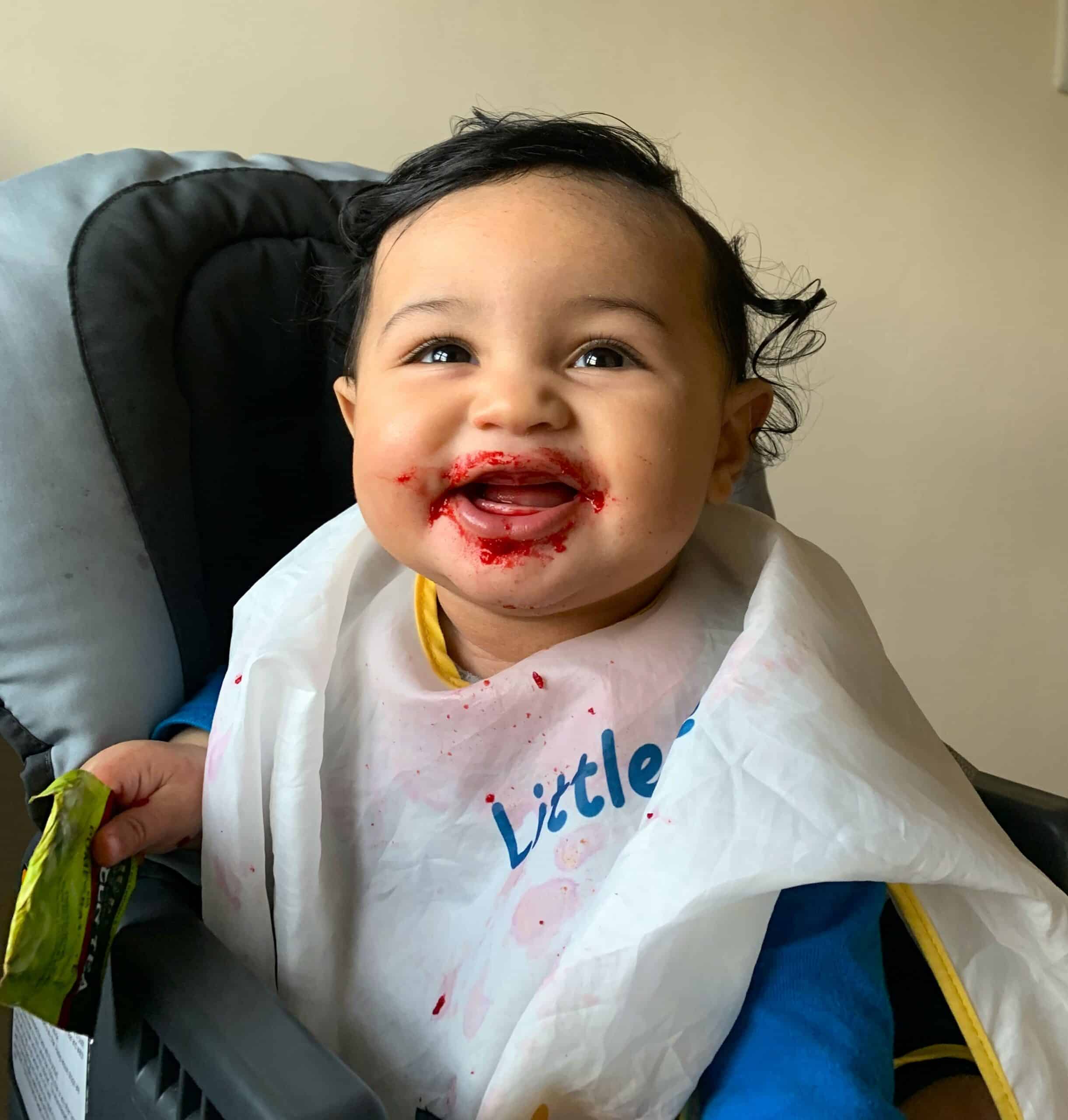 boy eating cherry pie.