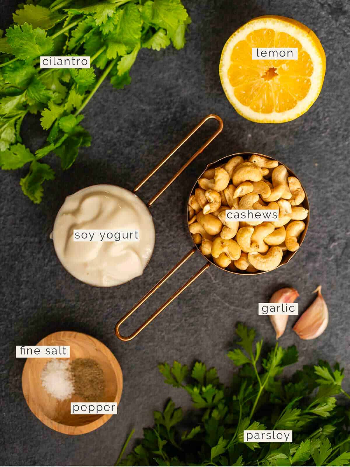 labeled ingredients to make an oil-free and milk-free ranch dressing.